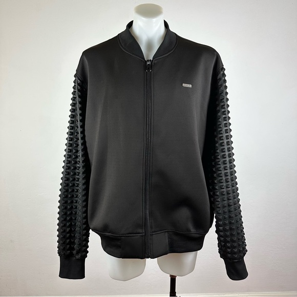 Makobi Spiked Sleeve Black Bomber Jacket